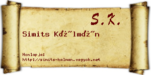 Simits Kálmán névjegykártya